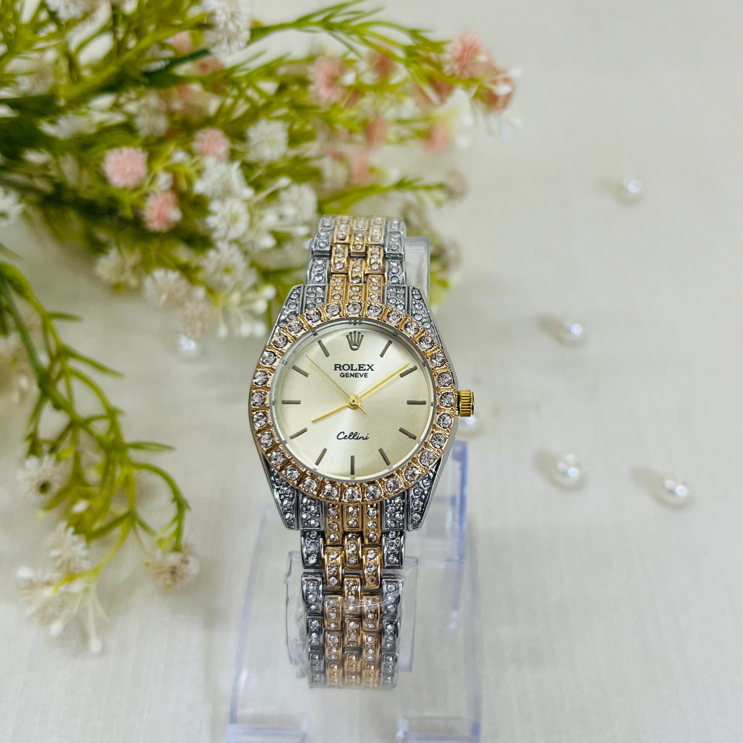 Rolex- Cellini Women's Full Diamond Watch Girl