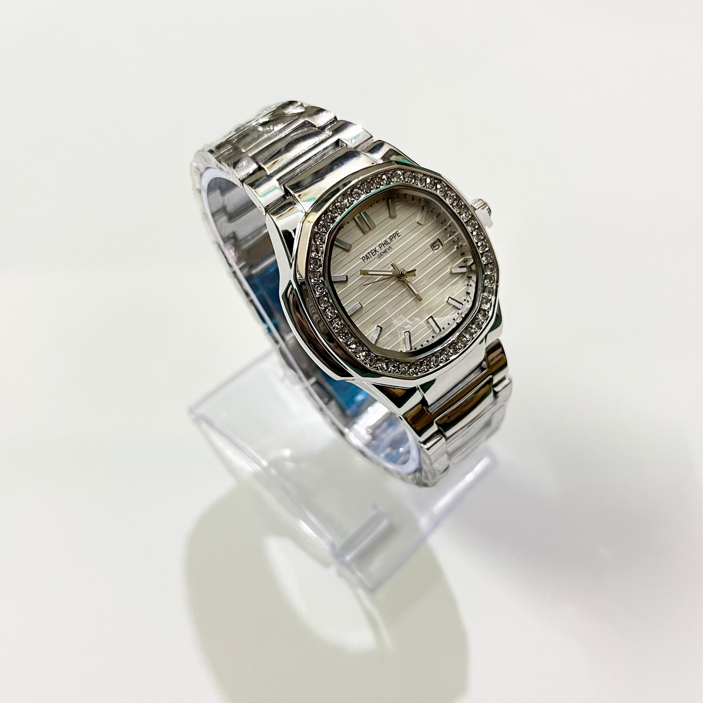 Patek Philippe Geneve Stone Silver-White Dial