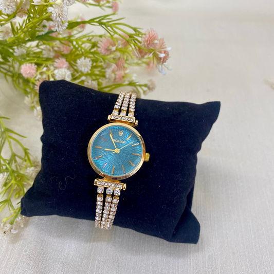 Women's Rolex Watch - Gold/Blue Diamond