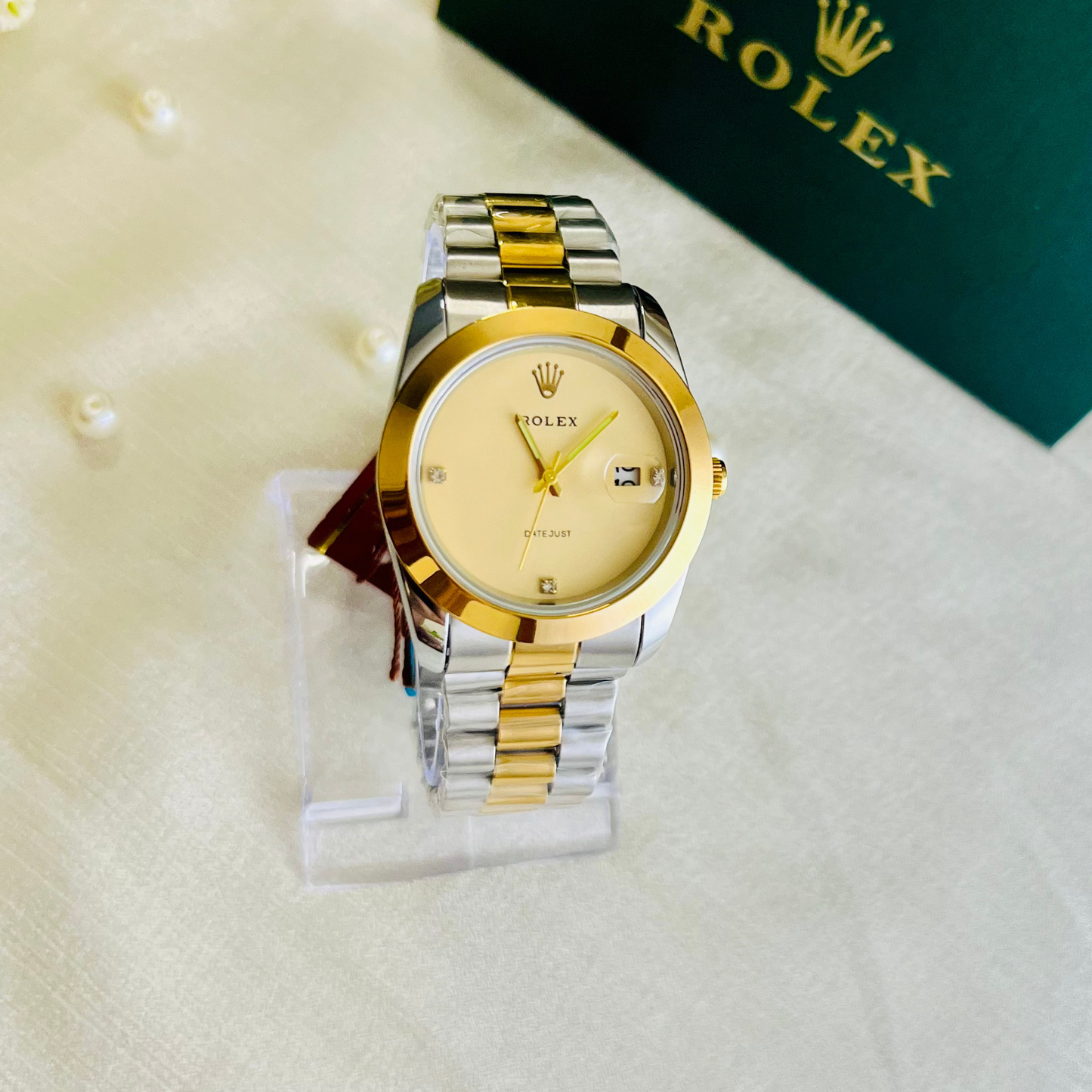 ROLEX FOR GENTS Golden Dial Stainless Steel