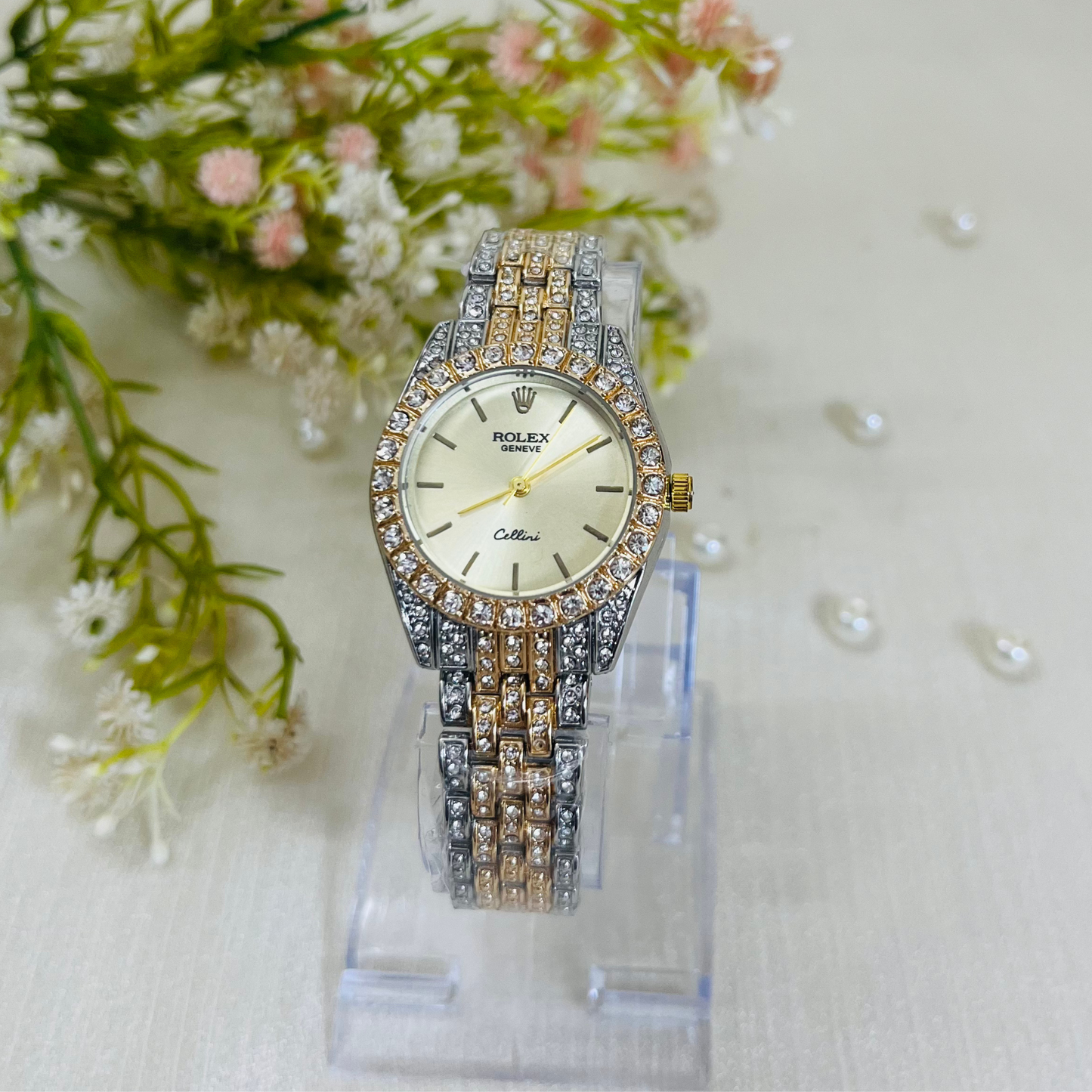 Rolex- Cellini Women's Full Diamond Watch Girl
