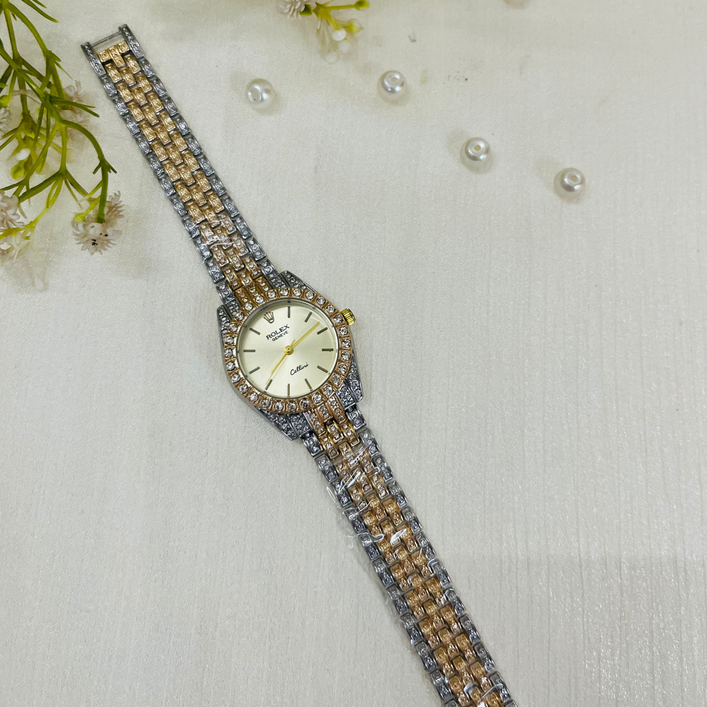 Rolex- Cellini Women's Full Diamond Watch Girl