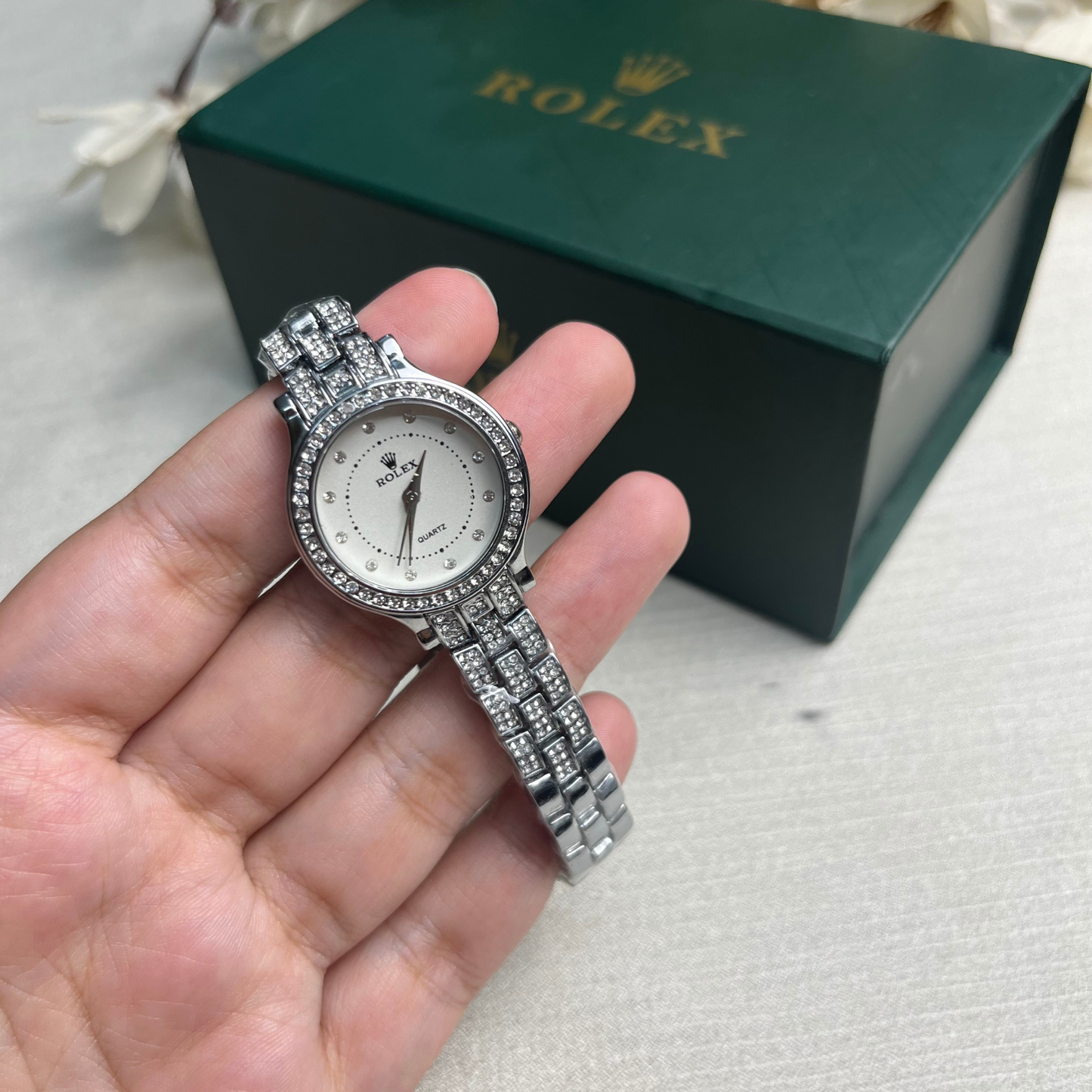 Rolex Women Chain Wrist Watch