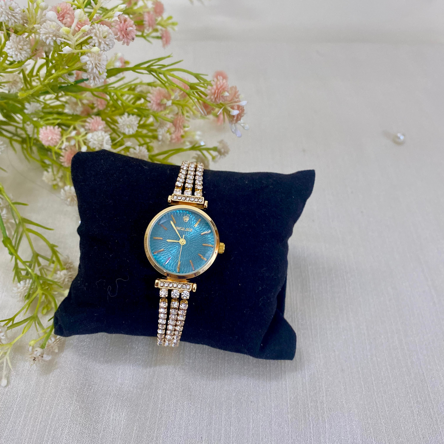 Women's Rolex Watch - Gold/Blue Diamond